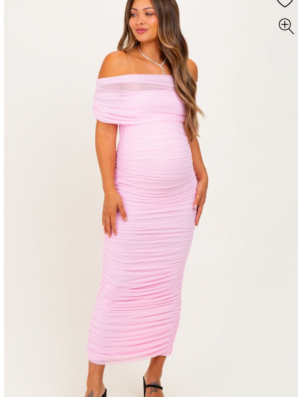 Pinkblush One-Shoulder Ruched Pink Maternity Dress